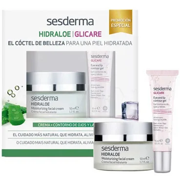 Набір для обличчя та контуру очей Sesderma Hidraloe Crema Facial Hidrante Glicare Eyes & Lips (cr/50ml + gel/15ml)
