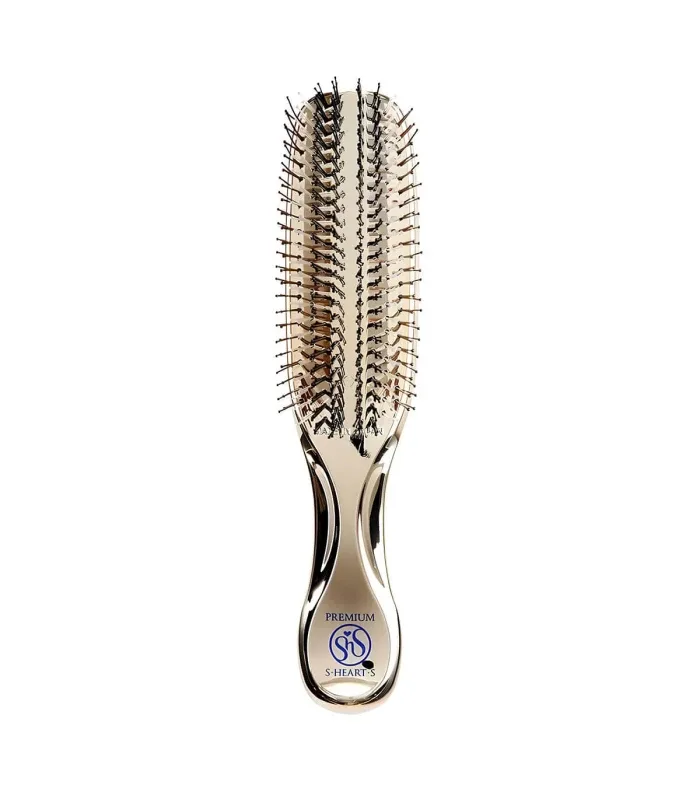 Scalp Brush World Premium Long Champagne Gold - Преміальна масажна щітка для волосся й шкіри голови з підставкою
