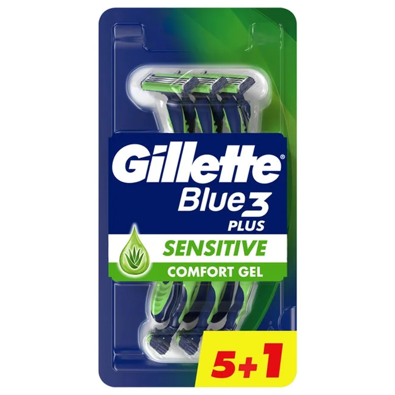 Бритва для гоління GILLETTE Blue 3 (Жіллет Блу 3) Sensetive Plus одноразова 5 + 1 шт