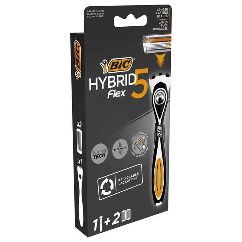 Бритва BIC (Бік) Flex 5 (Флекс 5) Hybrid з 2 змінними касетами