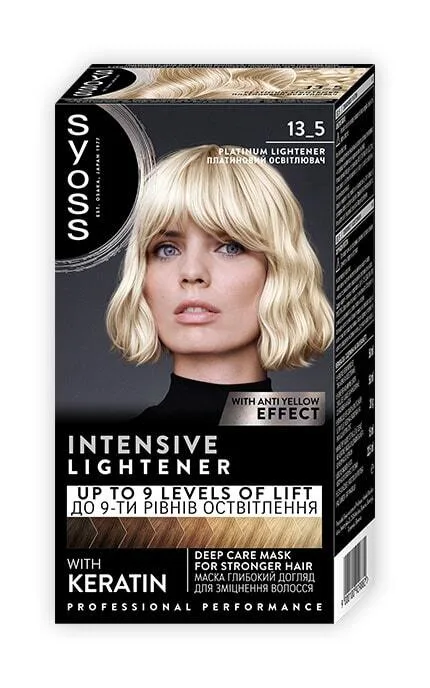 Фарба для волосся Syoss Luminous Anti-Yellow Effect Lighrener Pure Blond тон 13-5 Платиновий освітлювач 135 мл