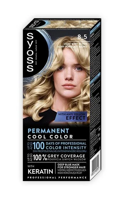 Фарба для волосся Syoss Luminous Anti-Yellow Effect Permanent Blond тон 8-5 Світло Русявий Холодний 135 мл