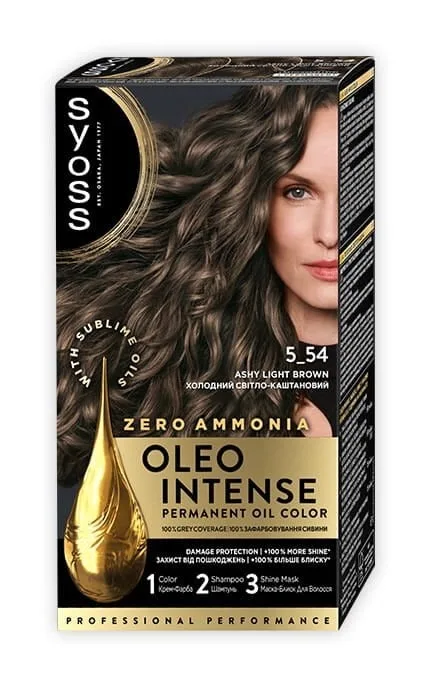 Фарба для волосся Syoss Oleo Intense перманентний колір з оліями 5-54 Холодний Світло-Каштановий