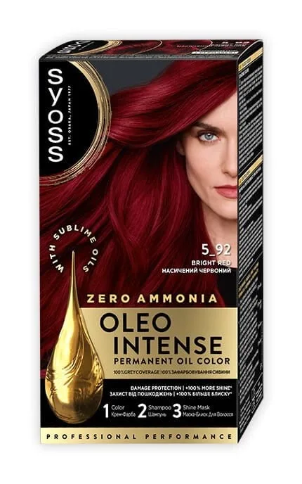 Фарба для волосся Syoss Oleo Intense стійка з оліями 5-92 Яскраво-червоний