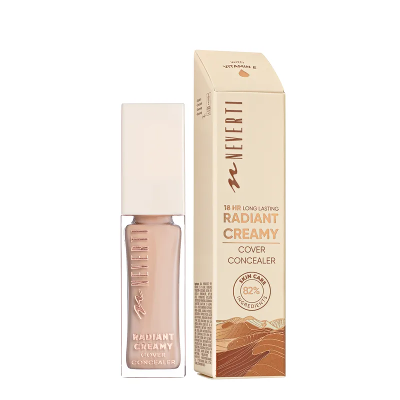 Консилер для обличчя стійкий Neverti Radiant Creamy Cover Conealer з вітаміном Е 10 мл 004 Light Medium Бежевий (NP303)