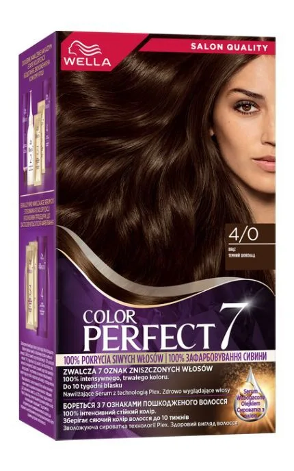 Фарба для волосся стійка Wella Color Perfect 7 4/0 Темний шоколад 120 мл