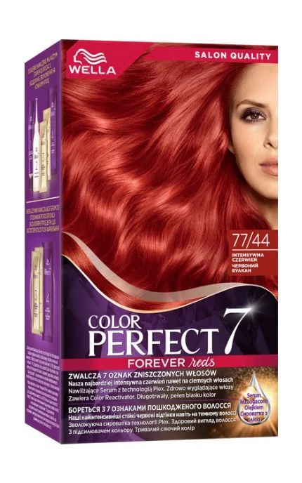 Фарба для волосся стійка Wella Color Perfect 77/44 Вулканічний червоний 120 мл