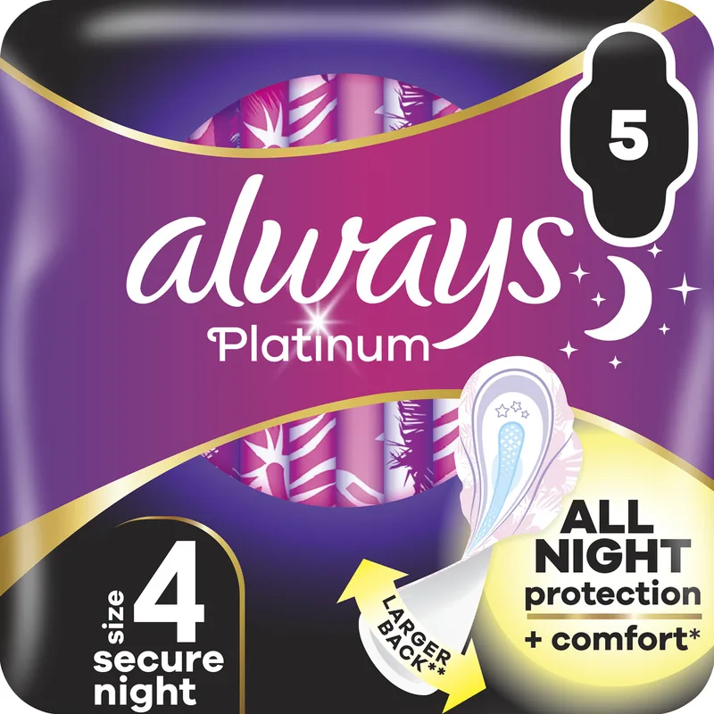 Прокладки гігієнічні жіночі ALWAYS (Олвейс) Ultra Platinum Secure Night Single (Ультра платинум секюр найт сингл) безпечна ніч з ароматом 5 шт