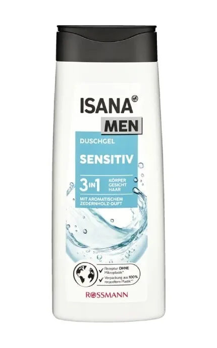 Чоловічий гель для душу для чутливої шкіри Isana Sensitive Gel 3 in 1 300 мл