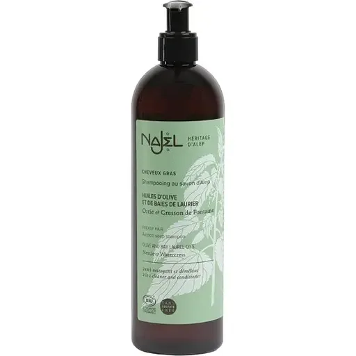 Шампунь на основі алеппського мила 2 в 1 Najel Aleppo Soap Shampoo для жирного волосся