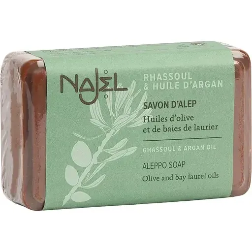 Алеппське мило Najel Aleppo Soap Ghassoul & Argan oil з арганом і вулканічною глиною 100 г