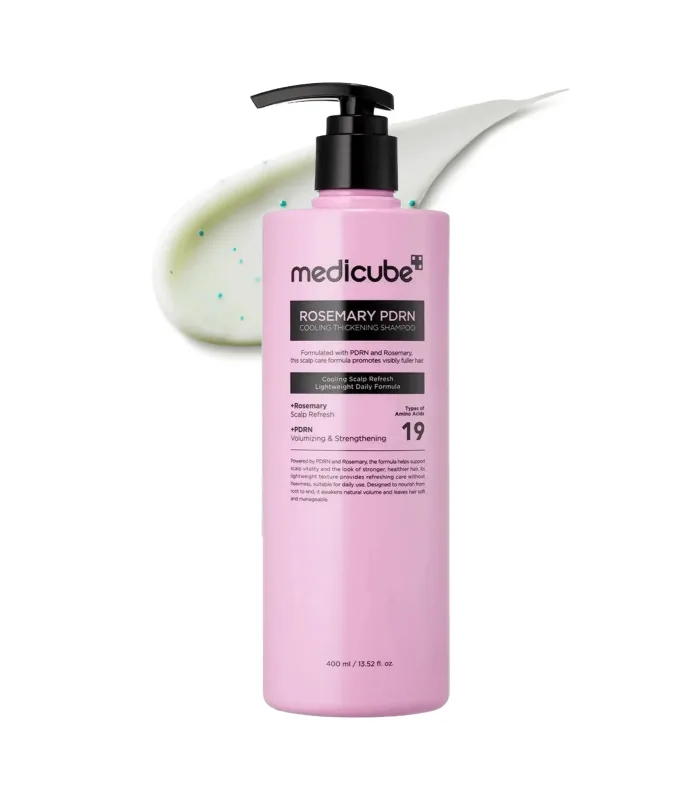 Medicube Rosemary PDRN Cooling Thickening Shampoo – охолоджувальний шампунь для об’єму та візуальної щільності волосся з розмарином і полінуклеотидами 400 мл.