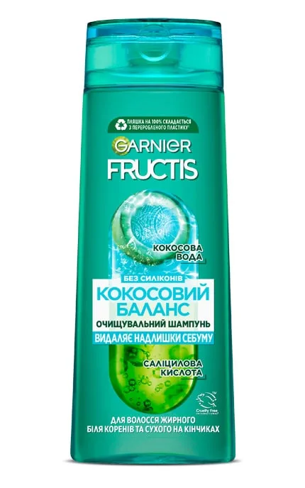 Шампунь для волосся Garnier Fructis Баланс Зволоження для волосся жирного біля коріння і сухого на кінчиках 400 мл