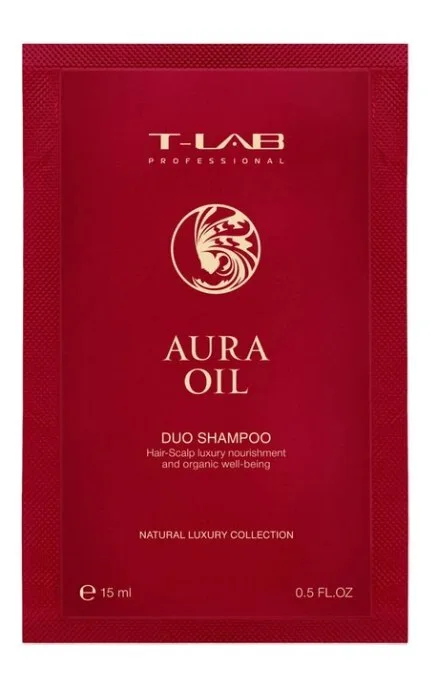 Шампунь для сухого та пошкодженого волосся - T-LAB Professional Aura Oil Duo Shampoo відновлення 15 мл