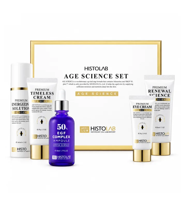 Age Science Set - Антивіковий набір для обличчя з 5 засобів з пептидами та гіалуроновою кислотою