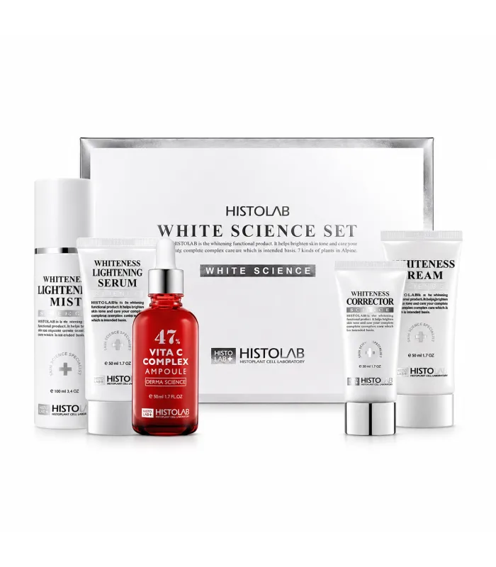 White Science Set - Освітлювальний набір для обличчя від пігментації з 5 засобів з вітаміном C і пептидами