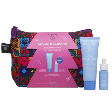 AQUA BEELICIOUS Набір для зволоження шкіри легкої текстури Apivita Aqua Beelicious Kit (cr/40ml + serum/10ml + bag)