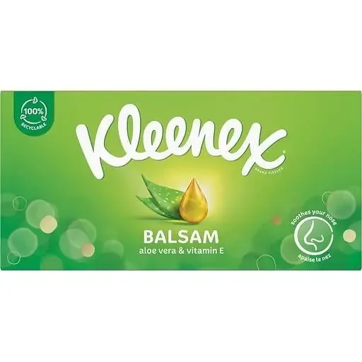Серветки косметичні Kleenex Бальзам в коробці 64 шт.