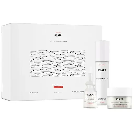 Набір Klapp Triple Action Moisturizing Power Trio Set: крем 50 мл + сироватка 50 мл + бустер 15 мл
