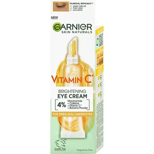 Крем з вітаміном С для тьмяної шкіри навколо очей Garnier Skin Naturals з ефектом зменшення видимості темних кіл і надання сяяння​ 15 мл