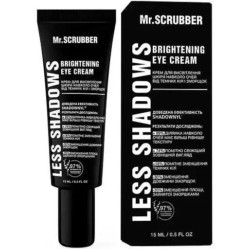 Крем для висвітлення шкіри навколо очей Mr.Scrubber Less Shadows Brightening Eye Cream від темних кіл і зморщок 15 мл