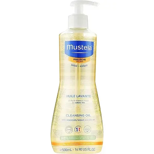 Mustela Bébé Dry Skin очищуюча олійка для дітей від народження 500 мл