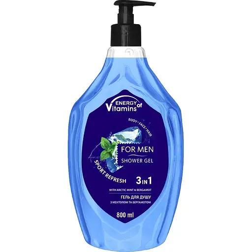 Гель для душу Смачні секрети Energy of Vitamins Sport Refresh 3 в 1, 800 мл (6955)