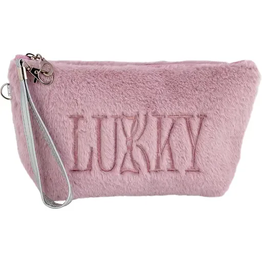 Косметичка Lukky бузкова плюшева з логотипом (T21390)
