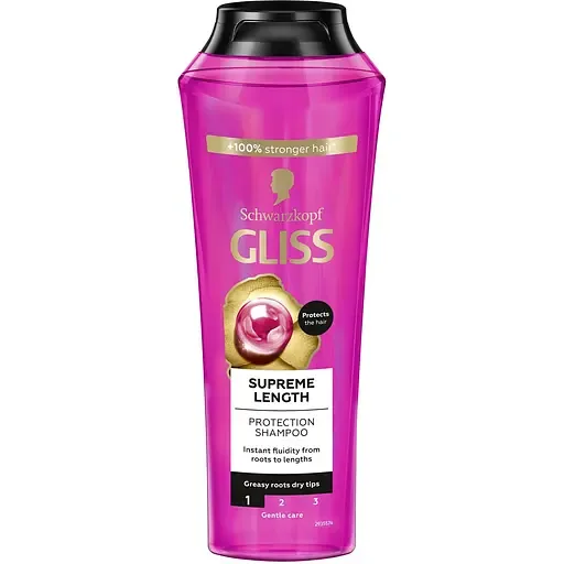 Шампунь Gliss Supreme Length для довгого волосся схильного до пошкоджень та жирності