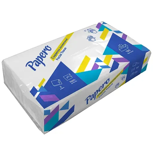 Серветки косметичні Papero 2 шарові 21 см х 20 см 150 шт.