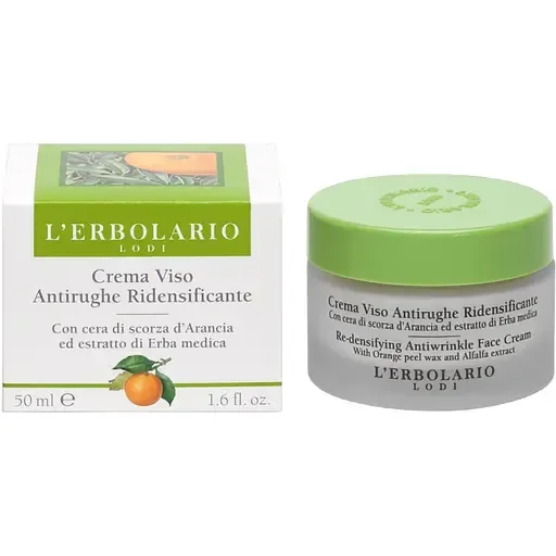 Крем з апельсином і екстрактом люцерни Пружна шкіра без зморшок L`Erbolario Crema Viso Antirughe 50 мл