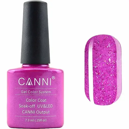 Гель-лак Canni Color Coat Soak-off UV&LED 192 яскрава фуксія з голографічним мікроблиском 7.3 мл