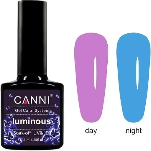 Гель-лак Canni Luminous №807, 7.3 мл бузковий/яскравий блакитний