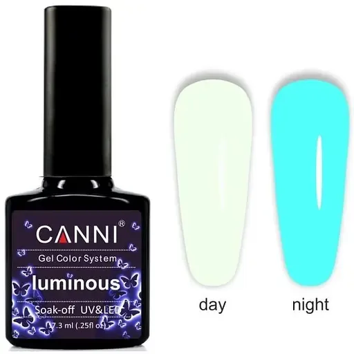 Гель-лак Canni Luminous №801, 7.3 мл айворі/блакитний