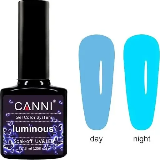 Гель-лак Canni Luminous №804, 7.3 мл небесний блакитний/яскравий блакитний