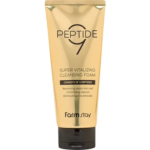 Уцінка. Пінка для вмивання FarmStay Peptide 9 Super Vitalizing Cleansing Foam 180 мл Термін придатності до 11.05.26