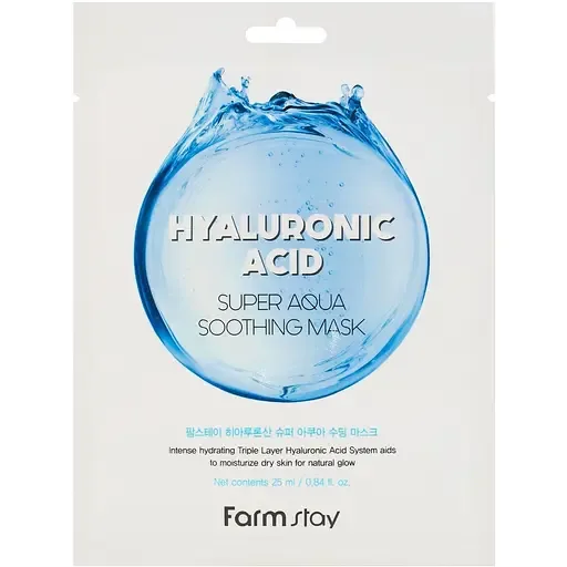 Набір масок для обличчя FarmStay Hyaluronic Acid Super Aqua Soothing Mask 10 шт.