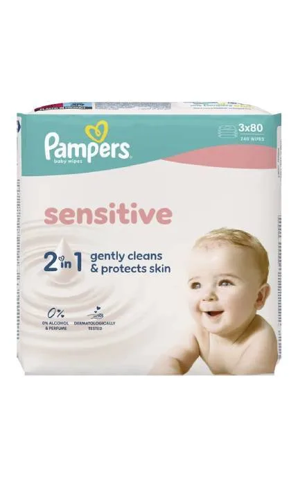 Вологі серветки Pampers Sensitive 80 шт