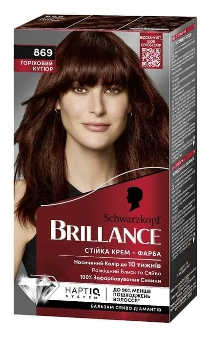 Стійка крем-фарба для волосся Brillance 869 Горіховий Кутюр (9000101732771)