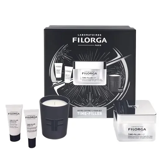 Набір новорічний Filorga (Філорга) Time-Filler 5ХР (Крем 50 мл + Крем Eyes 5XP 4 мл + Сироватка Intensive 7 мл + Свічка)