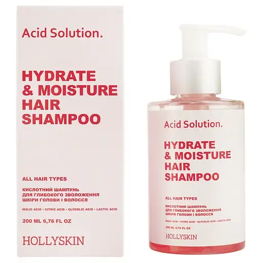 Кислотний шампунь для глибокого зволоження шкіри голови і волосся HOLLYSKIN Acid Solution, 200 мл (4823109701113)