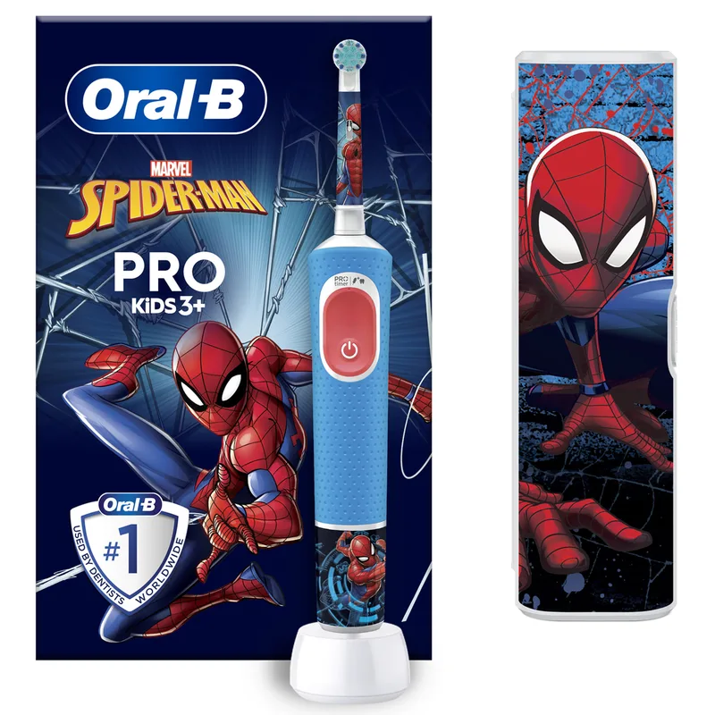 Зубна щітка ORAL-B (Орал-бі) тип D103.413.2KX електрична з 3-х років Pro Kids Spiderman типу 3708 + дорожній чохол