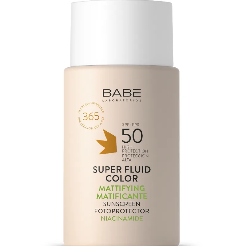 Сонцезахисний BB-флюїд з тонуючим і матуючим ефектом - BABE Laboratorios Super Fluid Color Mattifying Sunscreen SPF50, 50 мл