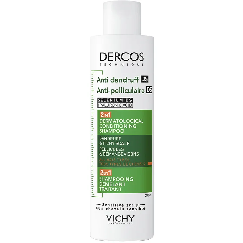 Шампунь Vichy (Віші) Dercos 2в1 від лупи для всіх типів волосся та подразненої шкіри голови 200 мл