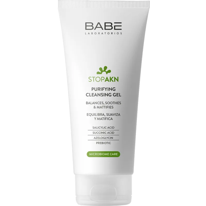 Гель для обличчя BABE LABORATORIOS (Бабе Лабораторіос) Stop Akn (Стоп Акн) Microbiome Friendly очищуючий для жирної та проблемної шкіри 200 мл