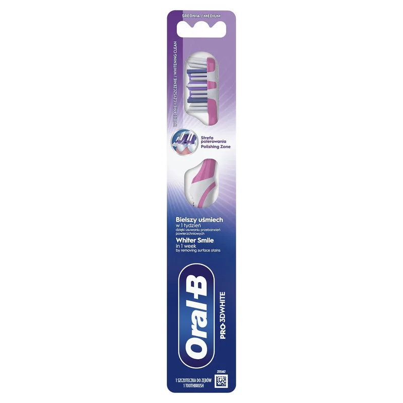 Зубна щітка ORAL-B (Орал-бі) Pro 3D White (Про 3Д Вайт) Відбілювання 40 середньої жорсткості 1 шт