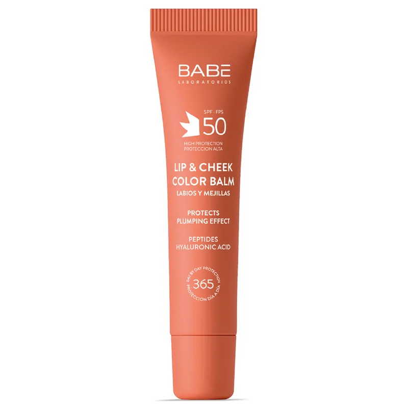 Бальзам-тінт для губ та щік BABE LABORATORIOS (Бабе Лабораторіос) Sun Protection сонцезахисний з гіалуроновою кислотою та пептидами