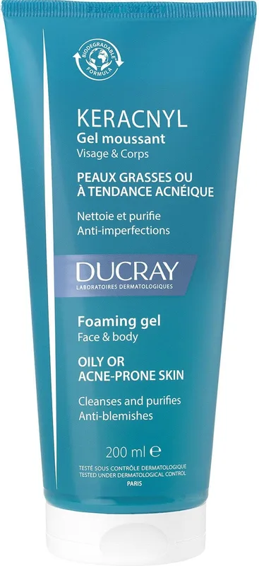 Гель Ducray (Дюкрей) Keracnyl Foaming Gel очищаючий для жирної шкіри, 200 мл