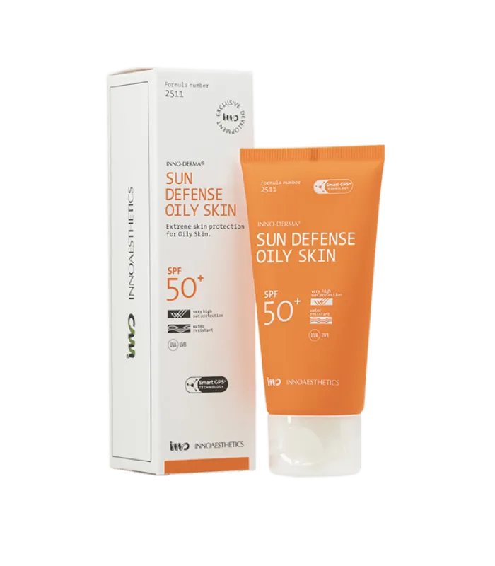 Сонцезахисний матуючий крем для обличчя для жирної шкіри Sun Defense Oily Skin SPF 50 50 мл Innoaesthetics (385610991)