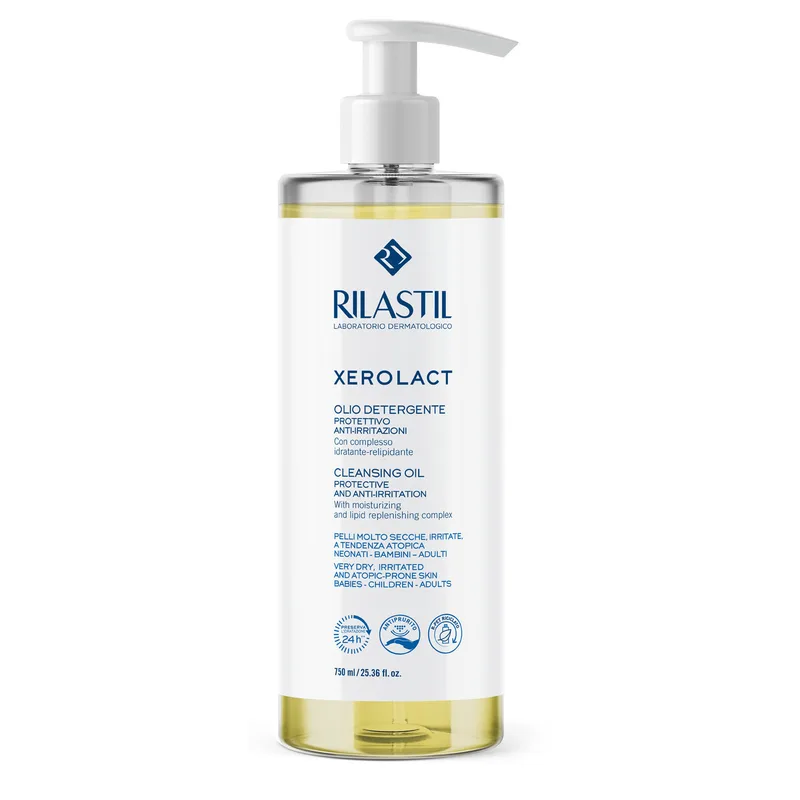 Олія Rilastil (Ріластіл) Xerolact очищуюча для шкіри обличчя і тіла схильної до атопії і подразненням 750 мл